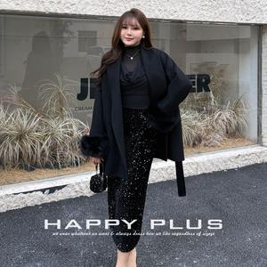 Falda Midi de Cintura Alta con Lentejuelas Estilo Francés, Cintura Elástica Negra, Talla Grande para Mujer N9027, Fibra de Poliéster - Product Image 5