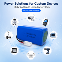 Paket Baterai Li-Ion 18650 4S1P 14.8V 2600mAh Kustom dengan Konektor 2 Pin OEM ODM Pasokan Grosir