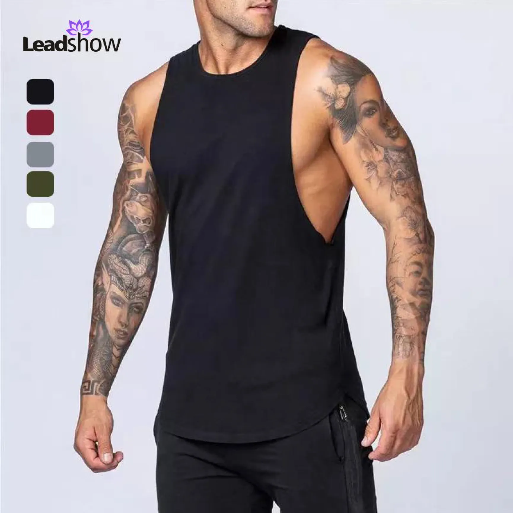 Fitness Shirt Custom Logo Black Tank Top Fitness Wear Men Eco Friendly Bamboo Tee Shirts Workout Clothing Plus Size Sport Gym Men's Vests