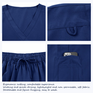 Women's Hospital Scrub Set V-Neck Short Sleeve Split Uniform Moisture Wicking Woven Fabric S XXL - Product Image 4