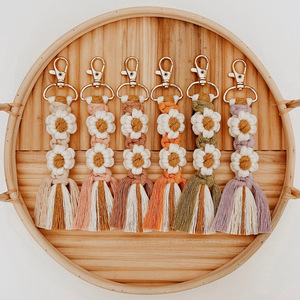 Boho macramè portachiavi e portachiavi in tessuto a mano con portachiavi in metallo peluche di <span class=keywords><strong>Macrame</strong></span> - Product Image 2