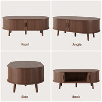 Table basse ovale moderne du milieu du siècle avec coulissante pour salon