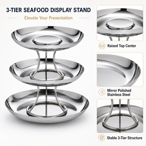 Support de buffet de luxe pour hôtel, en acier inoxydable 304, à <span class=keywords><strong>trois</strong></span> niveaux, pour fruits de mer et coquillages - Product Image 2