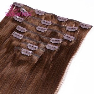 Extensions de cheveux naturels chinois Remy 100 % en gros, à clipser, cuticules alignées, double épaisseur, doux, sans perte, couleur claire, lisses naturels. - Product Image 5