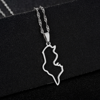 Collier en acier inoxydable avec pendentif carte de la Tunisie dorée, surface polie, série cartes nationales, drapeau du pays, décoration tendance, souvenir, cadeau