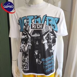 QZfso เสื้อยืดวินเทจออกแบบได้ตามต้องการพิมพ์สกรีนดีทีจีผ้าฝ้าย100% เน้นความหนักเบาเสื้อยืดกราฟิกโอเวอร์ไซส์สำหรับผู้ชาย - Product Image 1