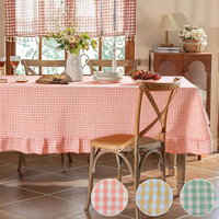 Nappe à volants multicolore à carreaux vichy, housse de table à ourlet festonné, linge de table rustique à carreaux, décoration pour table de pique-nique et table basse