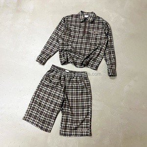 Custom Design Zipper Plaid Shirt and Shorts Set Casual Streetwear Long Sleeve Shirt and Shorts Set Sweat Suit for Unisex - Product Image 1