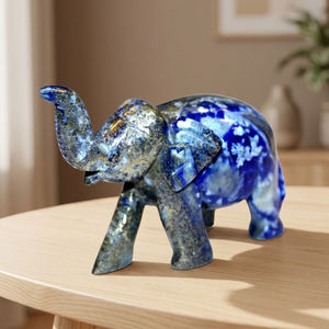 Figura de Elefante de Lapislázuli Natural, Estatua de Piedra Azul Hecha a Mano, Decoración para el Hogar, Regalo - Product Image 1