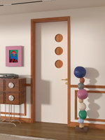 Porte en bois ronde perforée de style vintage du milieu du siècle, créative et ajourée, personnalisée pour chambre d'enfant intérieure