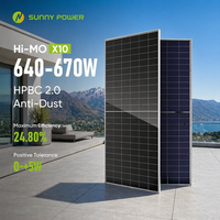 Panneau solaire bifacial de type N 640W 650W 660W 670W, panneaux solaires commerciaux HPBC 2.0