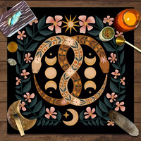 Taplak Meja Kartu Tarot YIAN, Alas Ramalan Zodiak Misterius, Dekorasi Permainan Papan Poliester Portabel Tahan Air