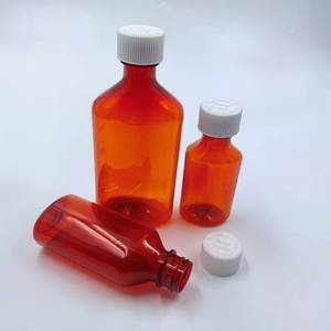 Пластиковая бутылка из ПЭТ янтарного цвета для жидких лекарств, 1, 2, 3, 4, 6, 8 унций, с овальной крышкой с защитой от детей - Product Image 5