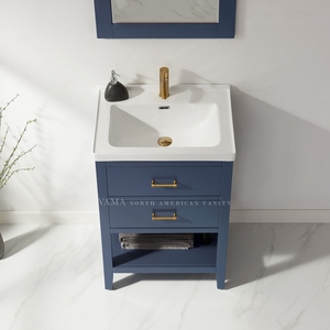 VAMA Factory 24 Inch Small Size American Home <strong>Bathroom</strong> <strong>Cabinet</strong> with <strong>Thin</strong> Ceramic Basin <strong>Bathroom</strong> Vanity Furniture 795024 - Product Image 3