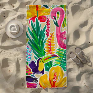 Toalla de playa con diseño de flamencos y flores tropicales, extragrande, de secado rápido, ligera, sin arena, para viajes, piscina, camping - Product Image 2