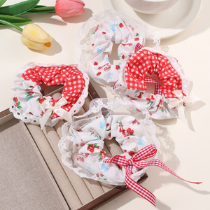 Doux nœud dentelle chouchou Style pastoral haut de gamme grand <span class=keywords><strong>chignon</strong></span> cheveux cravate pour enfants pour fraise fille - Product Image 1