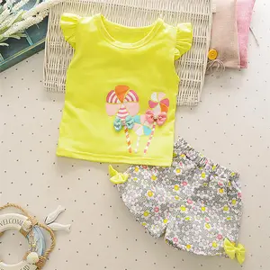 Baby Girl Summer Sets Vest + Shorts Floral Printing Baby Clothes Sets Two Piece Kids Wear Newborn Cotton Outfits