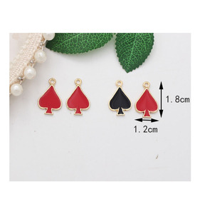 Carte à jouer en alliage métallique émaillé Bêche Coeur Diamant <span class=keywords><strong>Club</strong></span> Charm pour bracelet à bricoler soi-même Fabrication de bijoux - Product Image 5