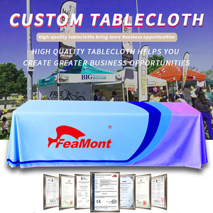 4 pies 6 pies 8 pies Color personalizado Logo Impresión <span class=keywords><strong>de</strong></span> punto poliéster comercial Tradeshow estiramiento mantel cubierta <span class=keywords><strong>de</strong></span> mesa camino <span class=keywords><strong>de</strong></span> mesa - Product Image 4
