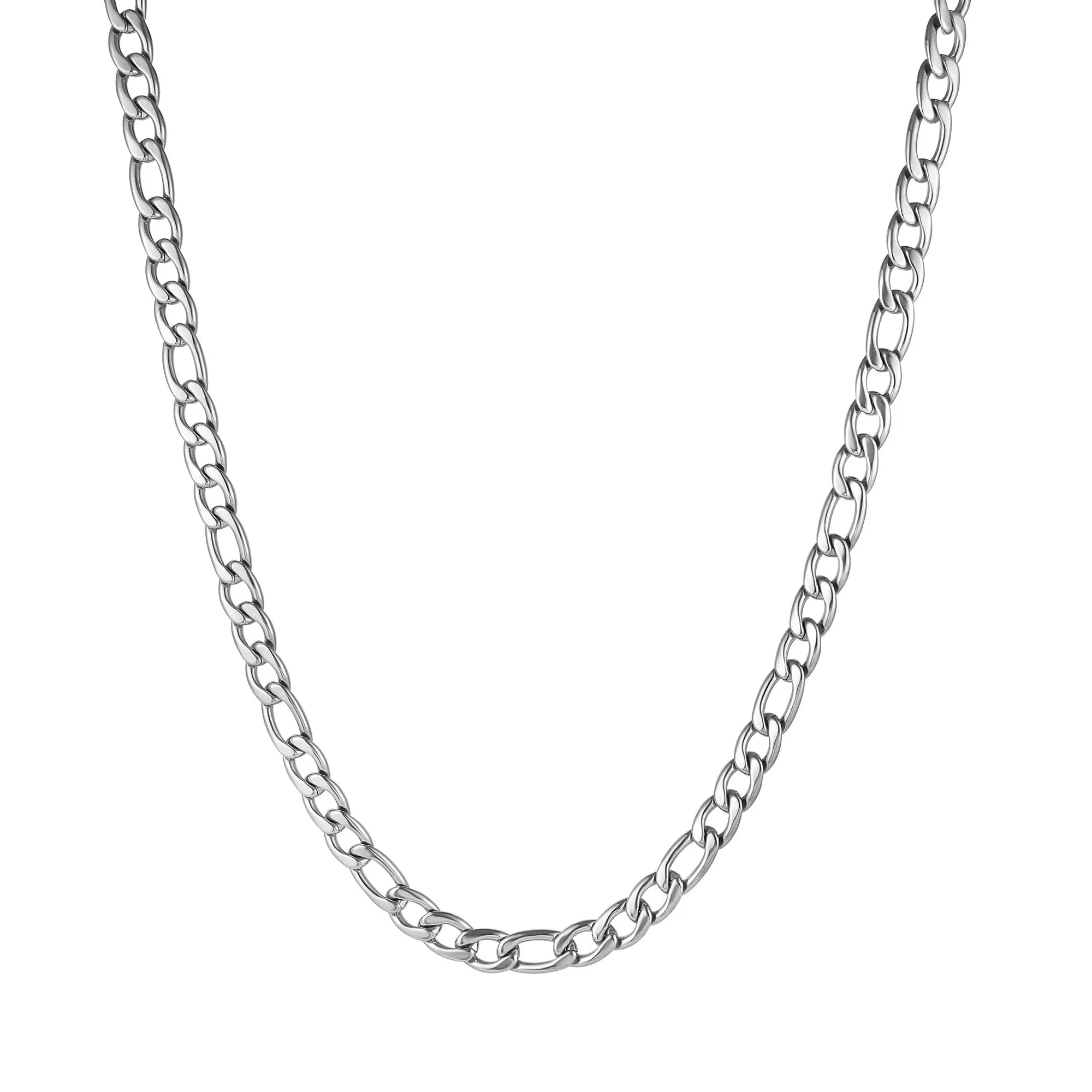 Stainless steel mens necklace chains trendy multi sizes stainless steel figaro chain necklace for men women jewerly making