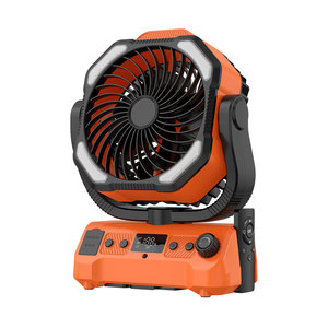 Ventilateur portable d'extérieur avec lumière rechargeable 20000mAh USB, ventilateur de camping à moteur DC, vert noir - Product Image 2
