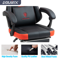Chaise de bureau ergonomique pivotante pour jeux vidéo avec accoudoirs adaptatifs et repose-pieds