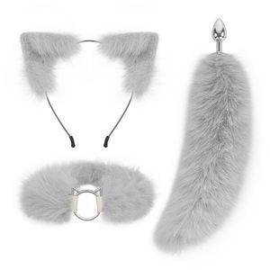 إكسسوارات شعر جديدة على شكل آذان حيوانات قطيفة لطيفة، مريحة لحفلات التنكر، مع ذيل من الفرو على شكل قطة أو كلب أو ثعلب وسدادة شرجية وأطواق رأس - Product Image 3