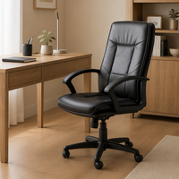 Chaise de bureau exécutive moderne et minimaliste en cuir PU, ergonomique, réglable en hauteur, pivotante, avec dossier haut doublement rembourré, pour la maison