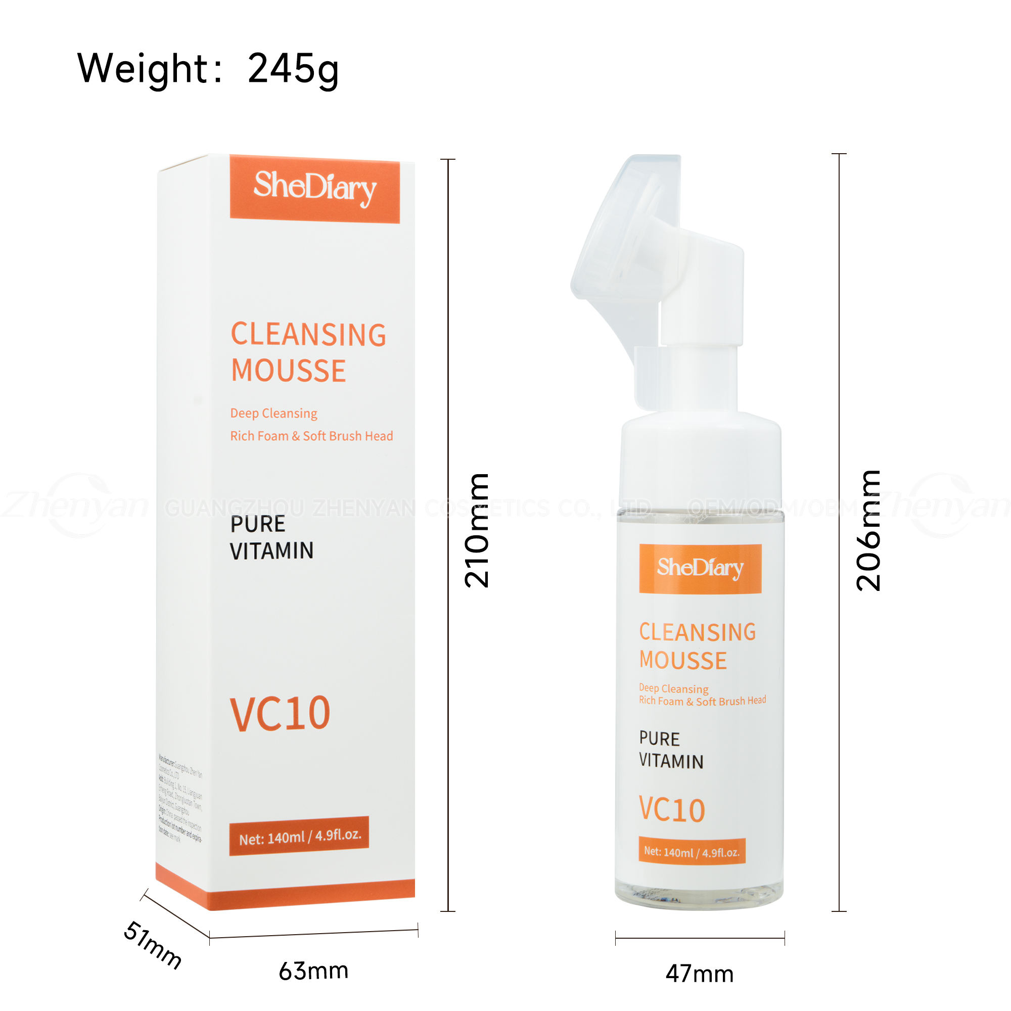 Makeup Remover & Amino Acid Foam Cleanser (VC10) 140ml