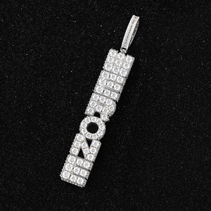 Pendentif Moissanite Entièrement Sertie Master Rocks Jewelry, Lettre Personnalisée Hiphop, Argent 925 Plaqué Or Rose, Certifié GRA, Unisexe - Product Image 5