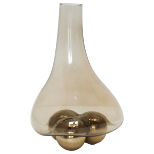 Vaso in vetro con base in metallo a sfera, vaso per fiori contemporaneo per centrotavola, decorazione moderna. - Product Image 3