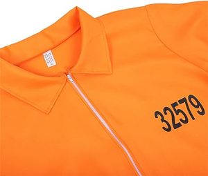 Traje de prisionero Mono de prisión naranja Disfraces de adultos para hombres Traje criminal de cárcel - Product Image 5