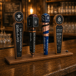 Soporte de exhibición personalizado de madera para manijas de grifos de cerveza, organizador de manijas de grifos de cerveza con logotipo personalizado para mostrador de bar - Product Image 3