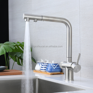<strong>Commercial</strong> Single-Hole Pull Out <strong>Faucet</strong> with Dual Handles Filter Spout for Hot/Cold/Pure Water in Restaurant Kitchens - Product Image 2