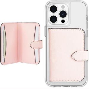 Luxury Bi-fold MagSafe <b>Wallet</b> Magnetic Leather Card <b>Holder</b> with Snap Closure for iPhone Slim Natural Grain Phone Card Bag - Product Image 1