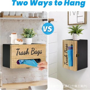Boîte de rangement murale en bois pour sacs poubelles, organisateur de cuisine multifonction avec système coulissant - Product Image 3