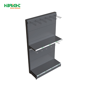Étagères gondoles Highbright à simple et double face avec panneau perforé et panneau arrière en bois naturel pour présentoirs de vente au détail - Product Image 2