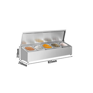 Caja de Condimentos de Acero Inoxidable con Múltiples Compartimentos y Tapa Abatible Antipolvo, Juego de Recipientes para Condimentos de Cocina para Restaurantes y Servicios de Catering - Product Image 4