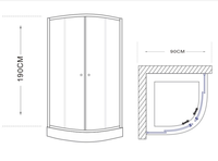 Ajustement rapide facile cliquez système d'assemblage carré moderne salle de douche 90x90x210cm cabine de douche en verre cabine de douche