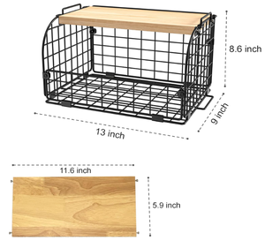 Set di 2 Cestini Impilabili in Filo Metallico con Coperchio Apribile per Cucina, Organizzazione Dispensa e Stoccaggio - Product Image 3