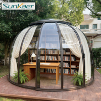 Nuevo diseño de policarbonato personalizado Glamping cúpula geodésica casa tienda jardín cúpula en forma de terraza acristalada para restaurante