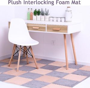Dalles de moquette emboîtables, tapis en mousse EVA souple, tapis moelleux pour sol, tapis de jeu puzzle pour chambre, 12x12 pouces - Product Image 4