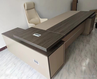 Bureaux de direction en bois en forme de L, bureaux de direction modernes, bureau de PDG, table de bureau luxueuse