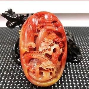 Pieza antigua de piedra Shoushan para llevar en la mano, pieza de Pixiu madre e hijo para llevar en la mano, placa de paisaje de jade con dragón amarillo, Ruyi Pixiu - Product Image 3