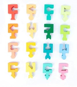 16-Pieces Colorful Focus Training Game Geometric Shapes Matching Creative Wooden <b>Puzzles</b> for Toddlers - Product Image 5