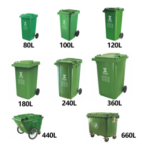 HDPE çevre dostu açık çöp kutusu tekerlekler 120L/240L seçenekleri sokak okulu için dayanıklı plastik malzeme kolay temiz presleme tipi - Product Image 1