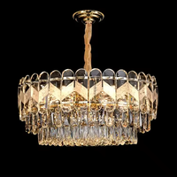 Zèle Éclairage Lustre Hôtel Décoratif Pendentif Lumière Moderne Or De Luxe K9 Cristal Lustre Rond