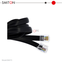 Câble téléphonique RJ12 6P6C, connecteur modulaire droit, câble plat, couleur noir, blanc, gris, avec tête en cristal pour intérieur, 1m, 2m, 3m, 5m