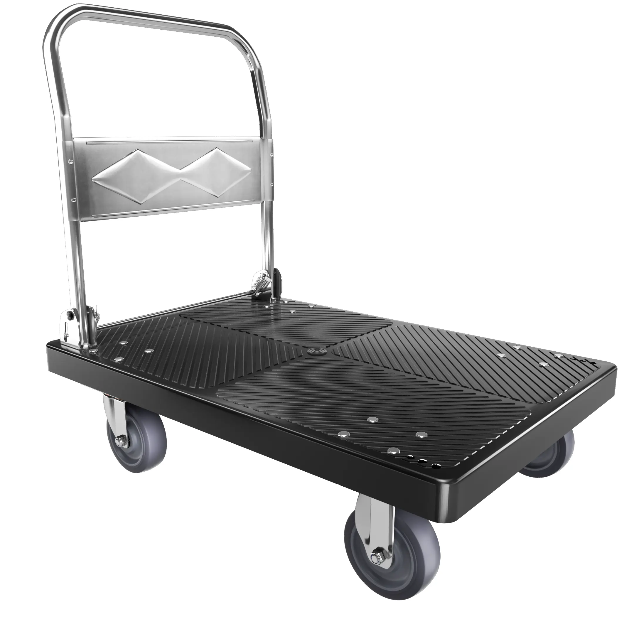 300kg 90*60cm Good Quality Competitive Price Platform Hand Truck hand carts and Hand Trolley with black platform 5in TPR wheel