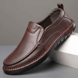 Mocasines de cuero vacuno de primera calidad para hombre, transpirables, de tacón bajo, estilo casual, estilo británico, hechos en Wenzhou - Product Image 1